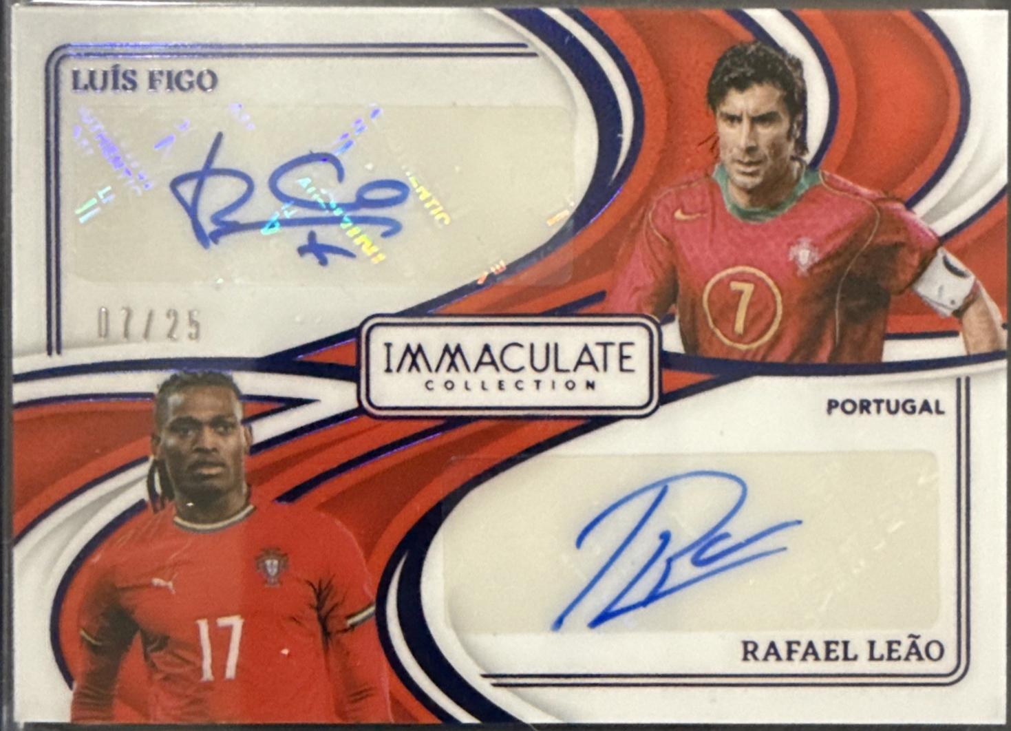 Luis Figo / Rafael Leao - Immaculate Dual Autograph #8