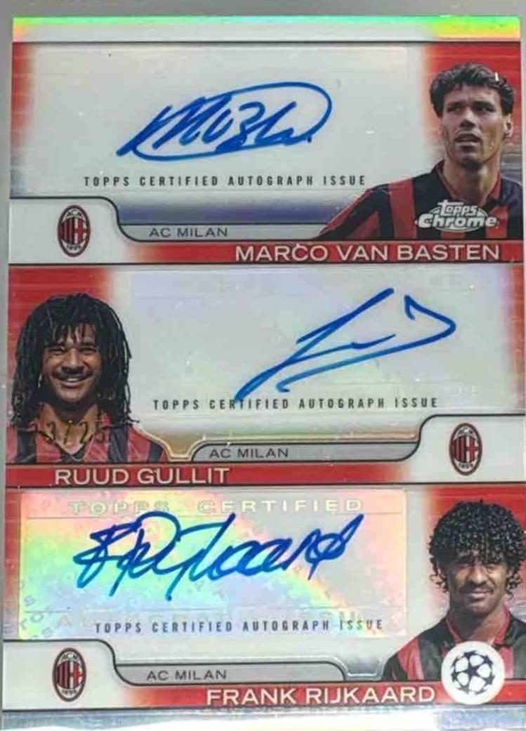 Frank Rijkaard / Ruud Gullit / Marco van Basten - Chrome UEFA Triple Autograph #TA-MIL