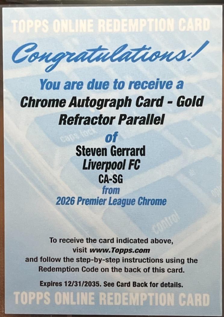 Steven Gerrard - Chrome Premier League Autograph #CA-SG
