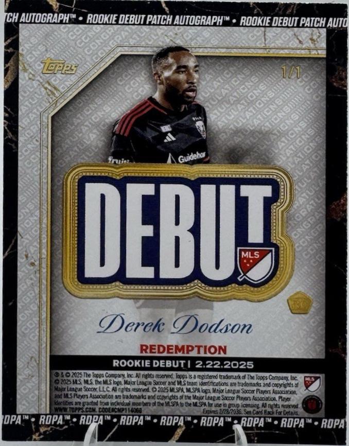 Derek Dodson - Chrome MLS Debut Patch Autograph #RDPA-DD