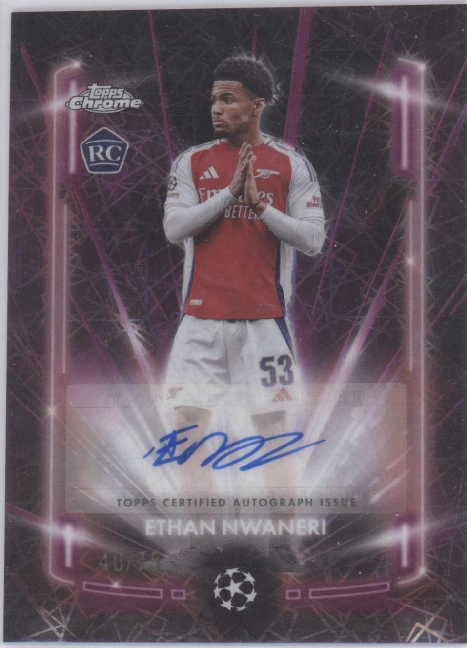 Ethan Nwaneri - Chrome UEFA Black Lazer Autograph #BLA-EN