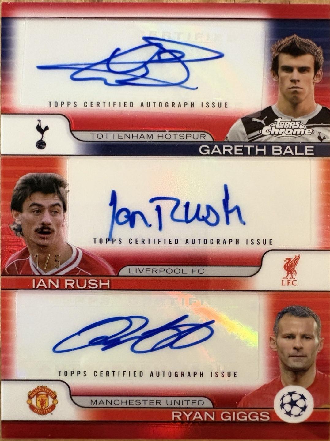 Ian Rush / Gareth Bale / Ryan Giggs - Chrome UEFA Triple Autograph #TA-WAL