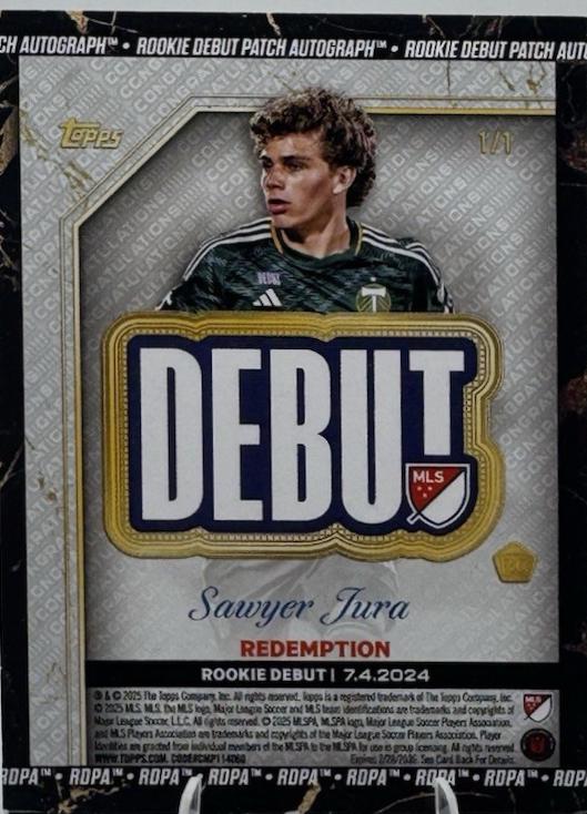 Sawyer Jura - Chrome MLS Debut Patch Autograph #RDPA-SJ