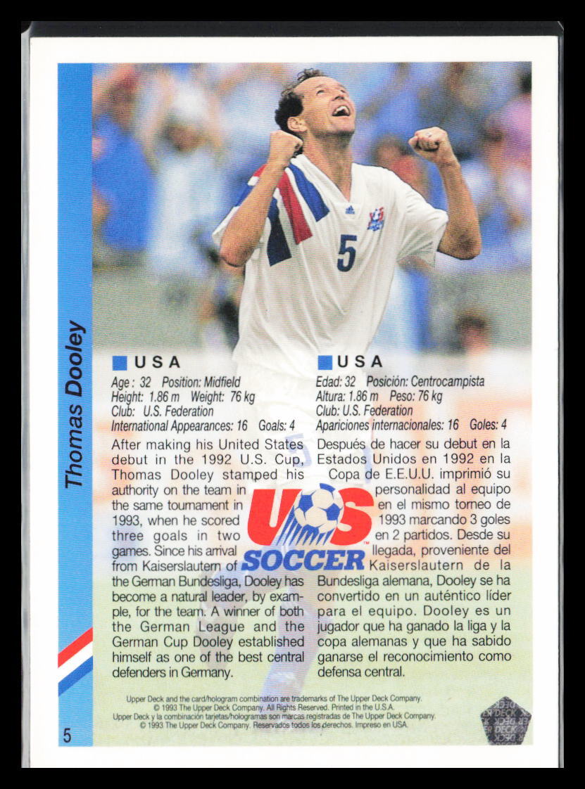 Thomas Dooley - 1993 Upper Deck World Cup Soccer #5