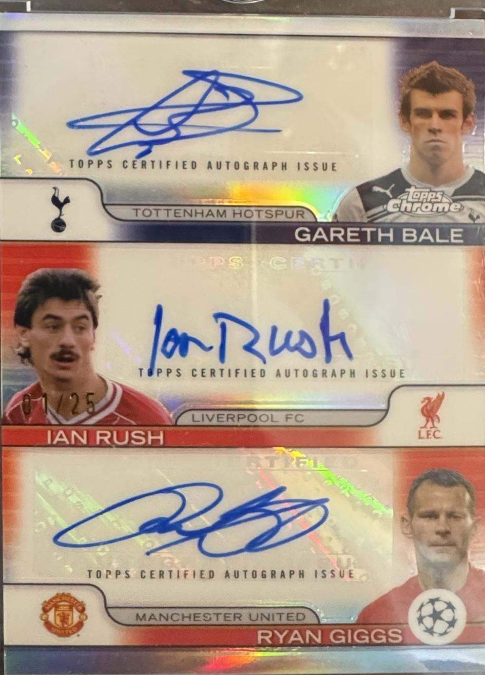 Ian Rush / Gareth Bale / Ryan Giggs - Chrome UEFA Triple Autograph #TA-WAL