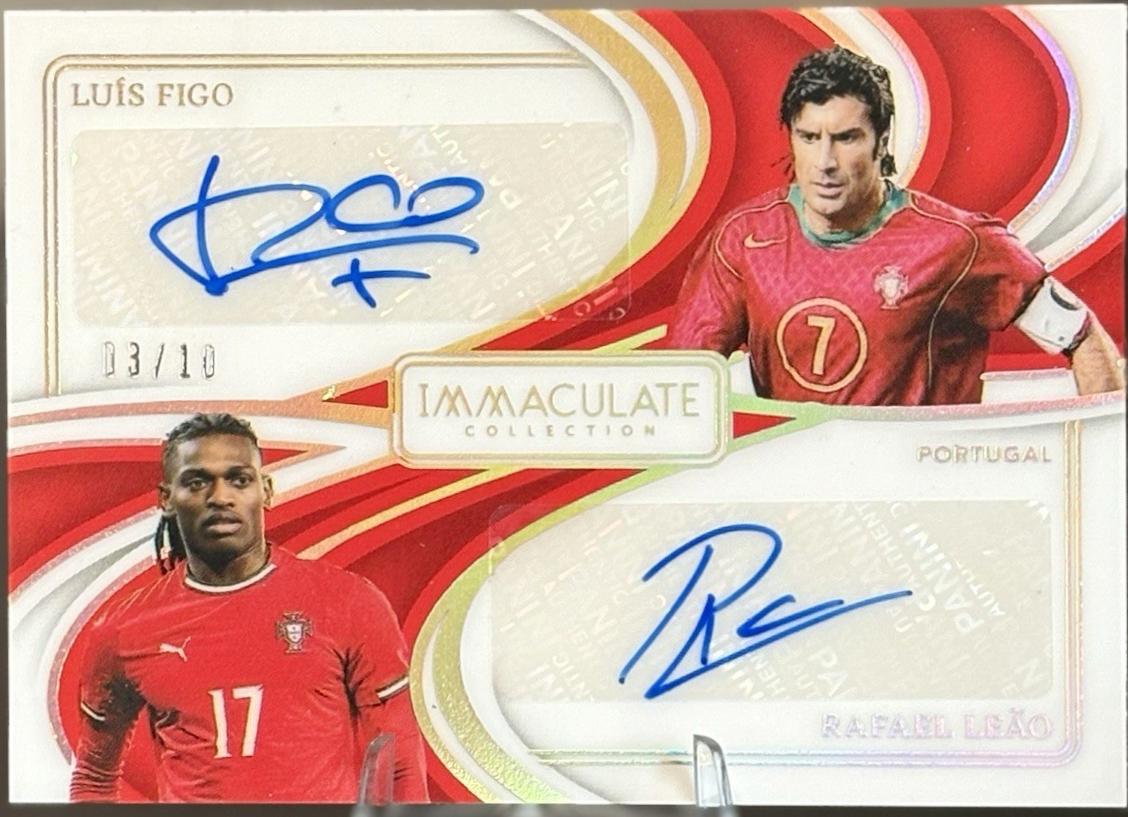 Luis Figo / Rafael Leao - Immaculate Dual Autograph #8