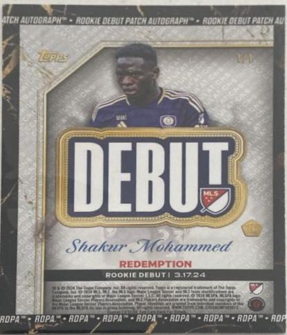 Shakur Mohammed - Chrome MLS Debut Patch Autograph #DPA-AM