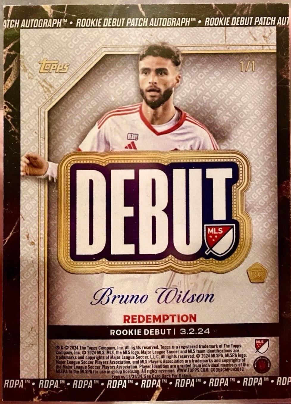 Bruno Wilson - Chrome MLS Debut Patch Autograph #DPA-BW