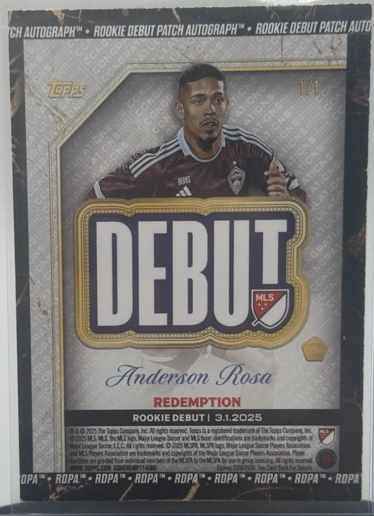 Anderson Rosa - Chrome MLS Debut Patch Autograph #RDPA-RA