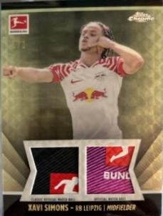 Xavi Simons - Chrome Bundesliga Derbystar Double Ball Relic #DCBR-XA