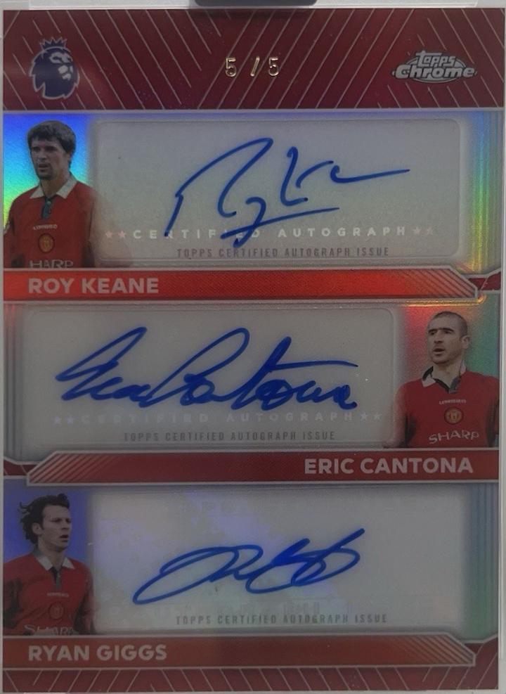 Roy Keane / Eric Cantona / Ryan Giggs - Chrome Premier League Triple Autograph #CT-KCG