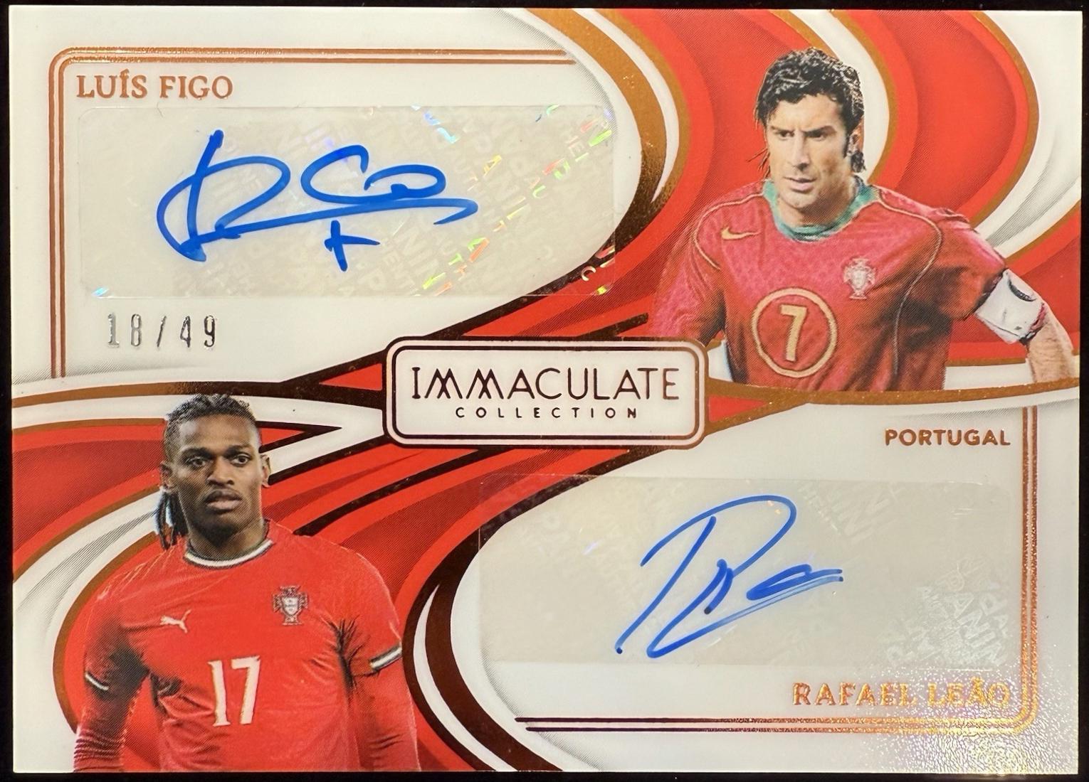 Luis Figo / Rafael Leao - Immaculate Dual Autograph #8