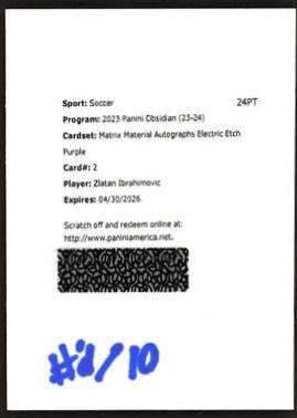 Zlatan Ibrahimovic - Obsidian Matrix Material Autograph #MM-ZI