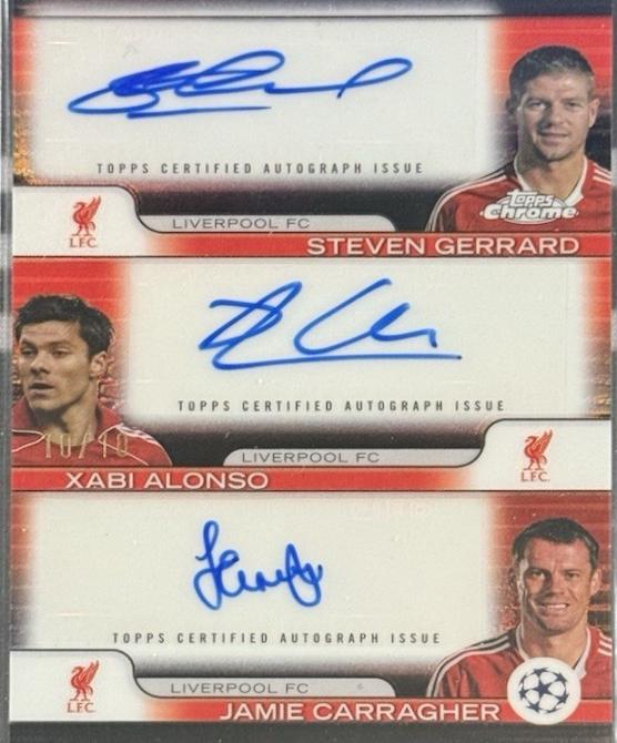 Steven Gerrard / Xabi Alonso / Jamie Carragher - Chrome UEFA Triple Autograph #TA-YNWA